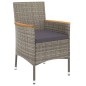 vidaXL Set da Pranzo da Giardino 5 pz con Cuscini in Polyrattan Grigio vidaXL Set da Pranzo da Giardino 5 pz con Cuscini in Polyrattan Grigio