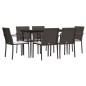 Set Pranzo da Giardino 7 pz con Cuscini in Polyrattan e Acciaio Set Pranzo da Giardino 7 pz con Cuscini in Polyrattan e Acciaio