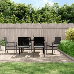 Set Pranzo da Giardino 7 pz con Cuscini in Polyrattan e Acciaio