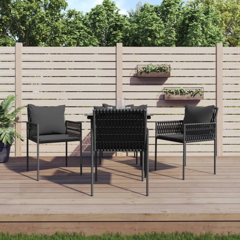 Set Pranzo da Giardino 5pz con Cuscini in Polyrattan e Acciaio Set Pranzo da Giardino 5pz con Cuscini in Polyrattan e Acciaio