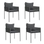 Set Pranzo da Giardino 5pz con Cuscini in Polyrattan e Acciaio Set Pranzo da Giardino 5pz con Cuscini in Polyrattan e Acciaio