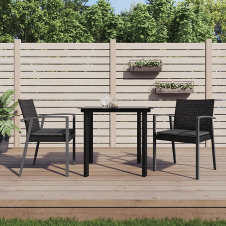 Set Pranzo da Giardino 3pz con Cuscini in Polyrattan e Acciaio