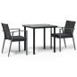 Set Pranzo da Giardino 3pz con Cuscini in Polyrattan e Acciaio