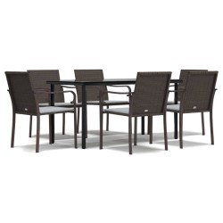vidaXL Set Pranzo da Giardino 7 pz con Cuscini in Polyrattan e Acciaio
