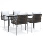 Set Pranzo da Giardino 5pz con Cuscini in Polyrattan e Acciaio Set Pranzo da Giardino 5pz con Cuscini in Polyrattan e Acciaio