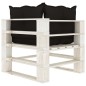 Poltrona Angolare da Giardino Pallet con Cuscini Neri in Legno