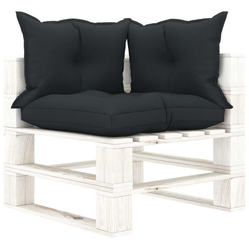 Poltrona Angolare Giardino Pallet con Cuscini Antracite Legno Poltrona Angolare Giardino Pallet con Cuscini Antracite Legno