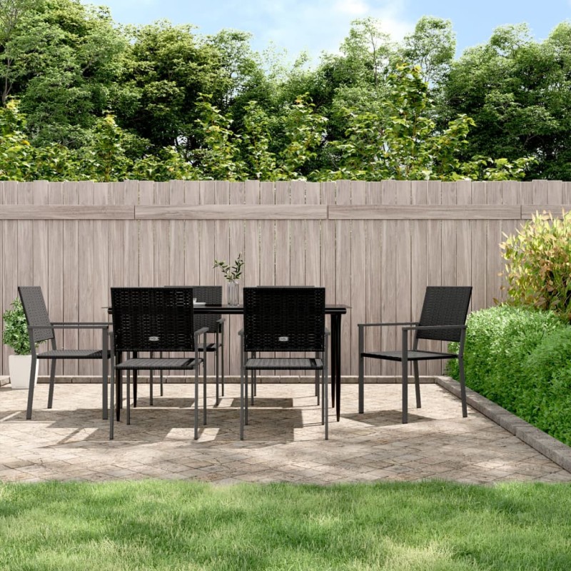 Set da Pranzo da Giardino 7 pz in Polyrattan e Acciaio Set da Pranzo da Giardino 7 pz in Polyrattan e Acciaio