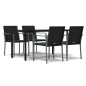 Set Pranzo da Giardino 5pz con Cuscini in Polyrattan e Acciaio Set Pranzo da Giardino 5pz con Cuscini in Polyrattan e Acciaio