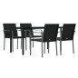 Set Pranzo da Giardino 5pz con Cuscini in Polyrattan e Acciaio Set Pranzo da Giardino 5pz con Cuscini in Polyrattan e Acciaio