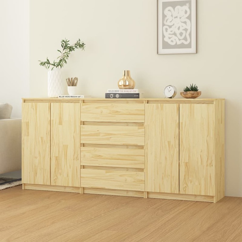 Credenze 3 pz in Legno Massello di Pino Credenze 3 pz in Legno Massello di Pino