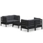 Set Divani da Giardino 5 pz con Cuscini Antracite Legno di Pino Set Divani da Giardino 5 pz con Cuscini Antracite Legno di Pino