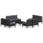 Set Divani da Giardino 9 pz con Cuscini Antracite Legno di Pino Set Divani da Giardino 9 pz con Cuscini Antracite Legno di Pino