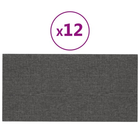 Pannelli Murali 12 pz Grigio Scuro 60x30 cm in Tessuto 2,16 m²