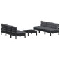 Set Divani da Giardino 7 pz con Cuscini Antracite Legno di Pino Set Divani da Giardino 7 pz con Cuscini Antracite Legno di Pino