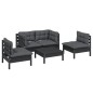 Set Divani da Giardino 5 pz con Cuscini Legno Massello di Pino