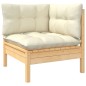 Set Divani da Giardino 7 pz con Cuscini Crema in Massello di Pino Set Divani da Giardino 7 pz con Cuscini Crema in Massello di Pino