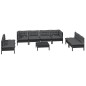 Set Divani da Giardino 9 pz con Cuscini Legno Massello di Pino Set Divani da Giardino 9 pz con Cuscini Legno Massello di Pino