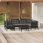 Set Divani da Giardino 7 pz con Cuscini Neri Massello di Pino Set Divani da Giardino 7 pz con Cuscini Neri Massello di Pino