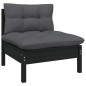 Set Divani da Giardino 7 pz con Cuscini Neri Massello di Pino Set Divani da Giardino 7 pz con Cuscini Neri Massello di Pino