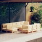 Set Divani da Giardino 11 pz con Cuscini Crema Massello di Pino Set Divani da Giardino 11 pz con Cuscini Crema Massello di Pino