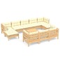 Set Divani da Giardino 11 pz con Cuscini Crema Massello di Pino Set Divani da Giardino 11 pz con Cuscini Crema Massello di Pino