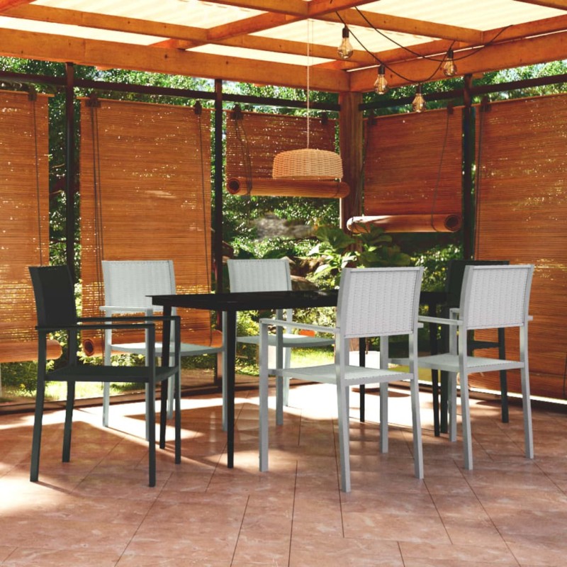 Set Mobili da Pranzo per Giardino 7 pz Nero e Bianco Set Mobili da Pranzo per Giardino 7 pz Nero e Bianco