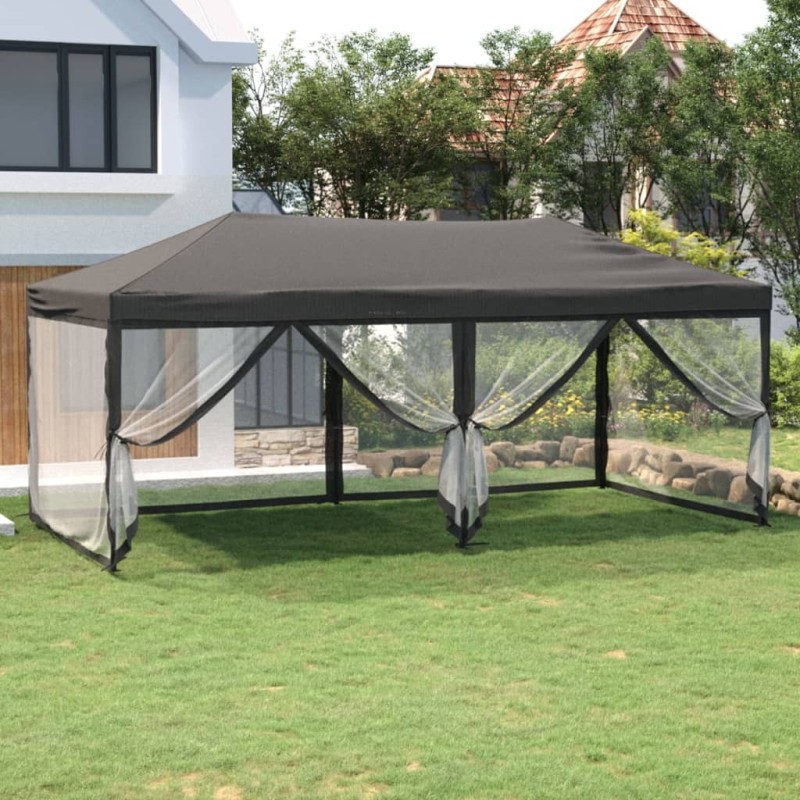 Tenda per Feste Pieghevole con Pareti Laterali Antracite 3x6 m Tenda per Feste Pieghevole con Pareti Laterali Antracite 3x6 m
