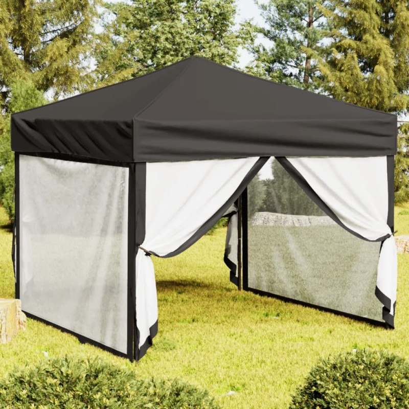Tenda per Feste Pieghevole con Pareti Laterali Antracite 3x3 m Tenda per Feste Pieghevole con Pareti Laterali Antracite 3x3 m