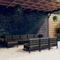 Set Divani da Giardino 10 pz con Cuscini Neri in Legno di Pino Set Divani da Giardino 10 pz con Cuscini Neri in Legno di Pino