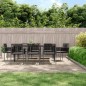 Set Pranzo Giardino 9 pz con Cuscini Polyrattan e Acciaio Nero Set Pranzo Giardino 9 pz con Cuscini Polyrattan e Acciaio Nero