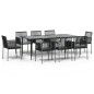 Set Pranzo Giardino 9 pz con Cuscini Polyrattan e Acciaio Nero Set Pranzo Giardino 9 pz con Cuscini Polyrattan e Acciaio Nero