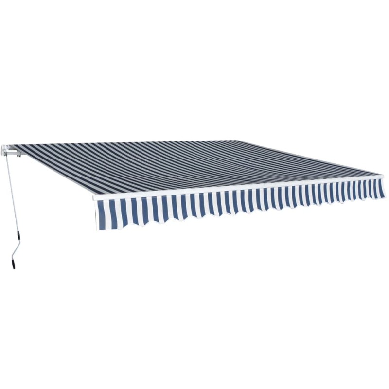 Tenda da Sole Pieghevole Manuale 400 cm Blu/Bianca Tenda da Sole Pieghevole Manuale 400 cm Blu/Bianca