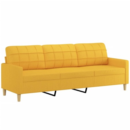 Divano a 3 Posti Giallo 210 cm in Tessuto