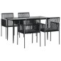 Set Pranzo Giardino 5 pz con Cuscini Polyrattan e Acciaio Nero Set Pranzo Giardino 5 pz con Cuscini Polyrattan e Acciaio Nero