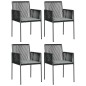 Set Pranzo Giardino 5 pz con Cuscini Polyrattan e Acciaio Nero Set Pranzo Giardino 5 pz con Cuscini Polyrattan e Acciaio Nero