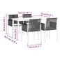 Set Pranzo Giardino 5 pz con Cuscini Polyrattan e Acciaio Nero Set Pranzo Giardino 5 pz con Cuscini Polyrattan e Acciaio Nero