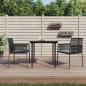 Set Pranzo Giardino 3 pz con Cuscini Polyrattan e Acciaio Nero Set Pranzo Giardino 3 pz con Cuscini Polyrattan e Acciaio Nero