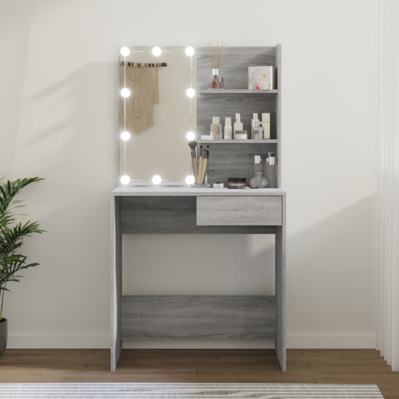 Toeletta con LED Grigio Sonoma 74,5x40x141 cm Toeletta con LED Grigio Sonoma 74,5x40x141 cm