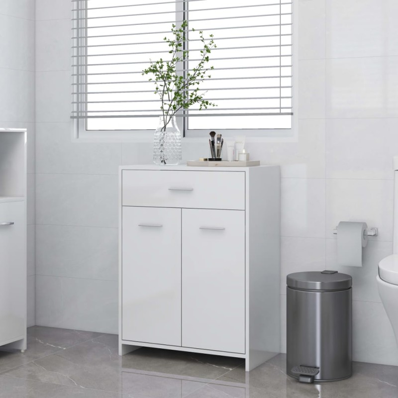 Armadio da Bagno Bianco Lucido 60x33x80 cm in Truciolato Armadio da Bagno Bianco Lucido 60x33x80 cm in Truciolato