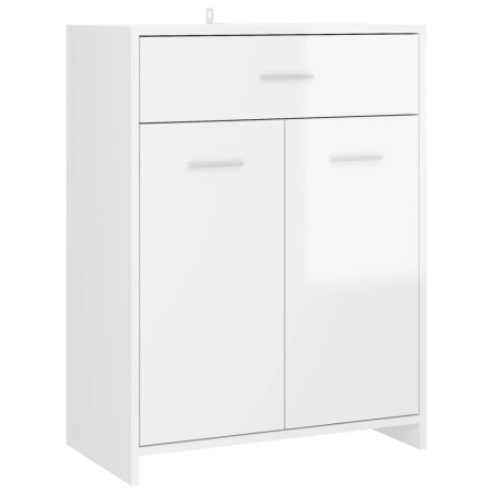 Armadio da Bagno Bianco Lucido 60x33x80 cm in Truciolato
