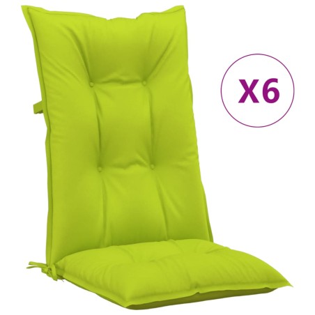 Cuscini per Sedie 6 pz Verde Intenso 120x50x7 cm in Tessuto
