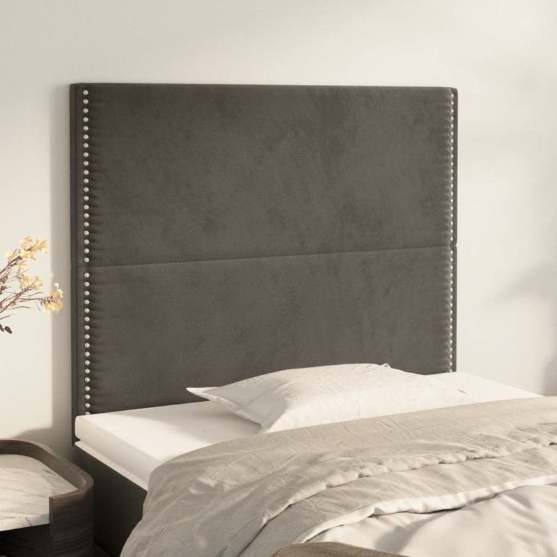 Testiere 2 pz Grigio Scuro 100x5x78/88 cm in Velluto Testiere 2 pz Grigio Scuro 100x5x78/88 cm in Velluto