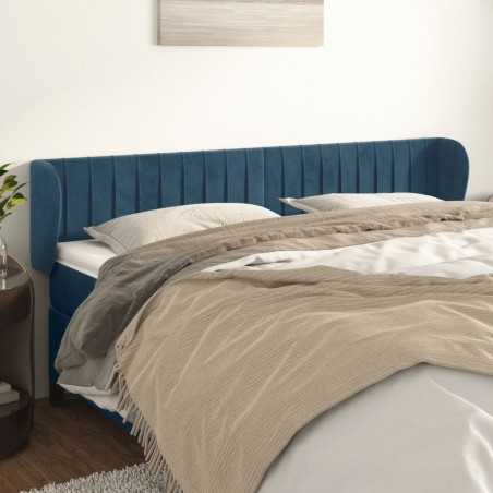 vidaXL Testiera ad Orecchio Blu Scuro 183x23x78/88 cm in Velluto