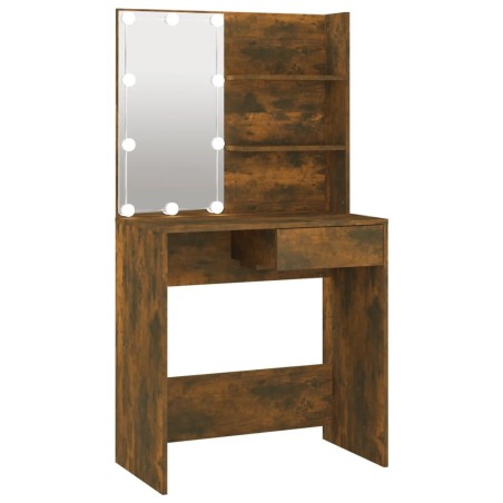 vidaXL Toeletta con LED Rovere Fumo 74,5x40x141 cm