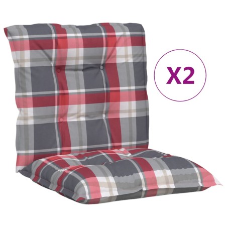 Cuscini per Sedia 2 pz a Quadri Rossi 100x50x7cm Tessuto Oxford