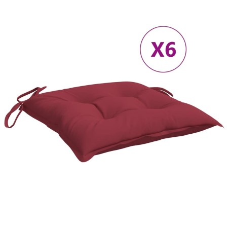 Cuscini per Sedia 6 pz Rosso Vino 50x50x7 cm Tessuto Oxford