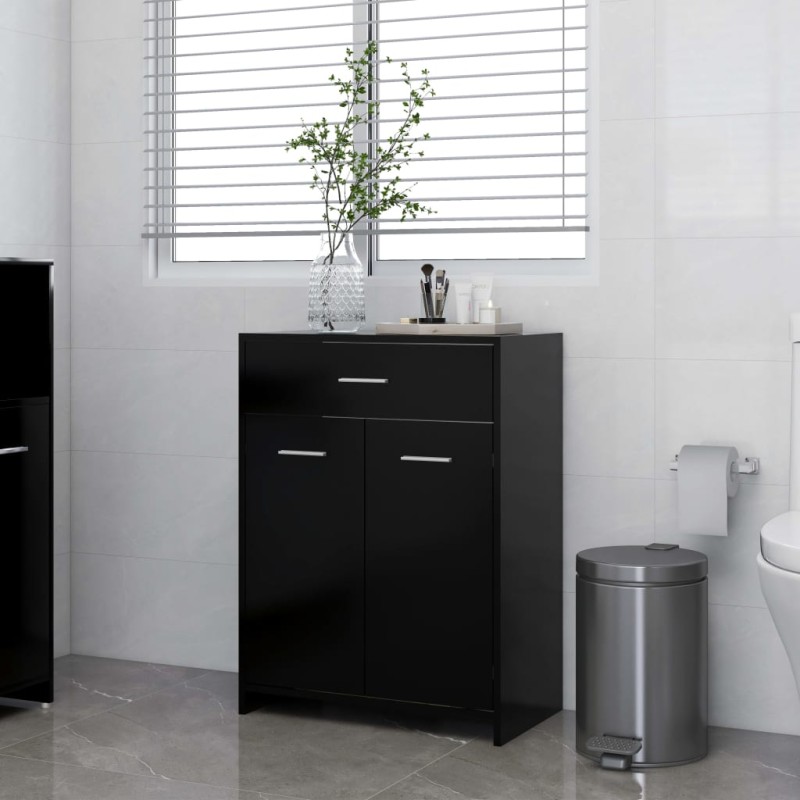 Armadio da Bagno Nero 60x33x80 cm in Truciolato Armadio da Bagno Nero 60x33x80 cm in Truciolato