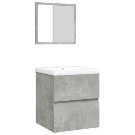 Mobile da Bagno con Lavabo e Specchio Grigio Cemento