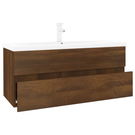 vidaXL Mobile Bagno Lavabo Integrato Rovere Marrone Legno Multistrato